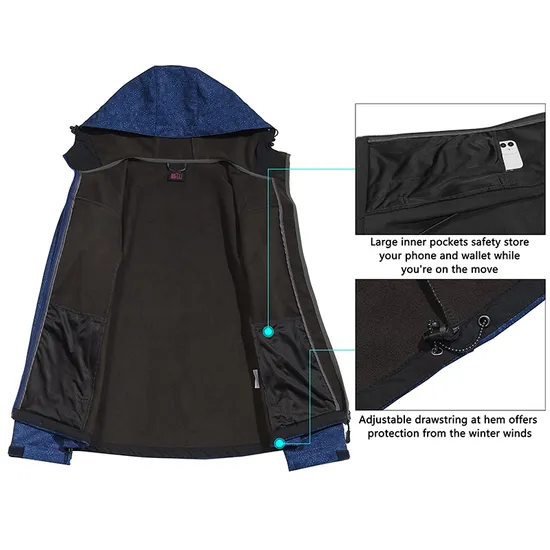 Women's Water Repellent Windbreaker Fleece Lined Windproof Tactical Softshell Jacket