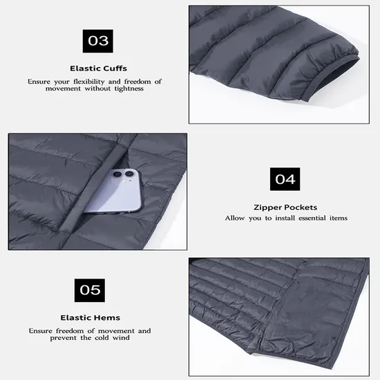Men's Lightweight Water-Resistant Packable Hooded Puffer Down Jacket