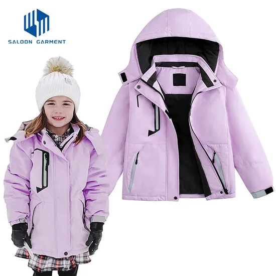 Girl's Waterproof Warm Winter Outer Wear Fleece Hooded Ski Jacket
