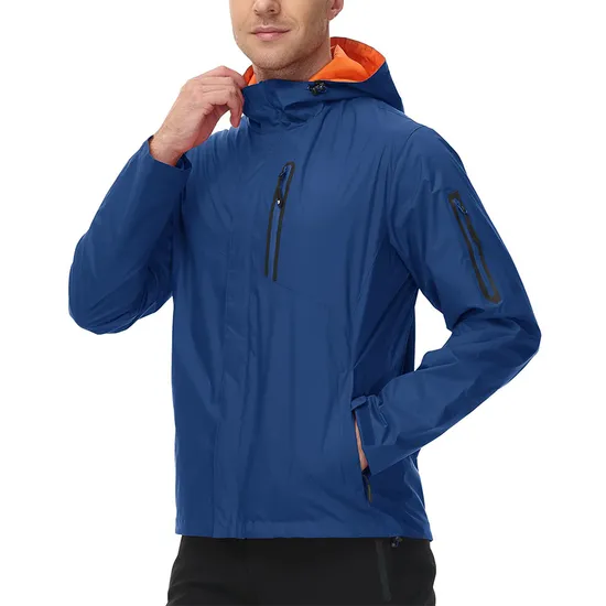 Men's Packable Lightweight Travel Raincoat 100% Waterproof Rain Jacket