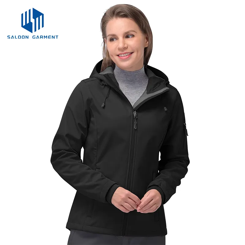 Wholesale Women's Waterproof Hoody Coat Winter Fleece Tactical Softshell Jacket