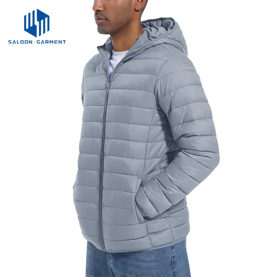 Mens Windproof Water Resistant Hooded Puffer Down Jacket Winter