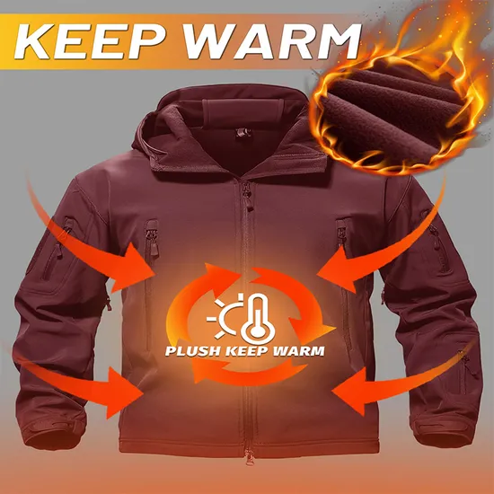 Men Fashion Outdoor Hiking Warm Coat Water-Repellent Windproof Softshell Jacket