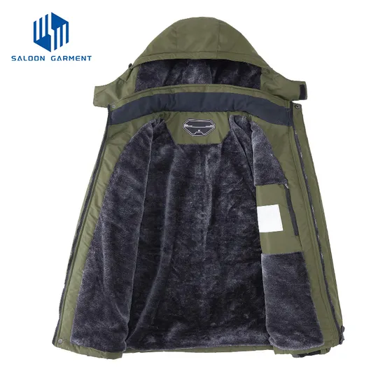 Men's Winter Waterproof Warm Snow Fleece Coat Hooded Windproof Rain Skiing Jacket