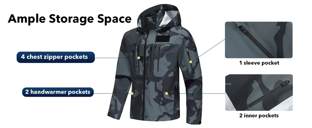 Men's Outdoor Sports Raincoat Breathable Waterproof 2.5 Layer Fabric for Fishing Jacket