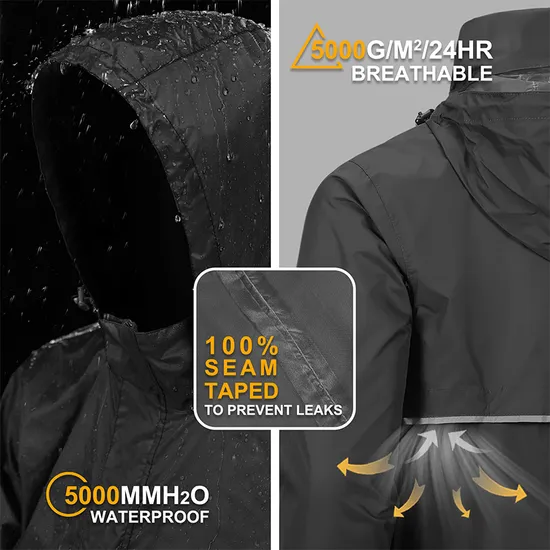 Bulk Production Outdoor Reflective Safety Lightweight Raincoat Poncho Waterproof Windbreaker Rain Jacket