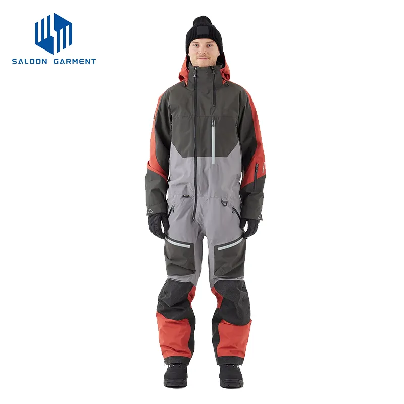 OEM Men's One Pieces Ski Suits Waterproof Warm Insulated Snow Jumpsuits Snowsuits