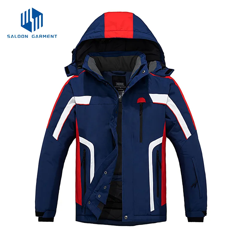 Men's Fitted Hooded Lightweight Water Resistant Coat Thermal Lining Ski Jacket