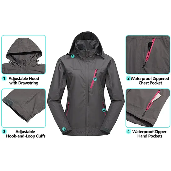 Custom Outdoor Rain Coat Waterproof Women's Windbreaker Jacket