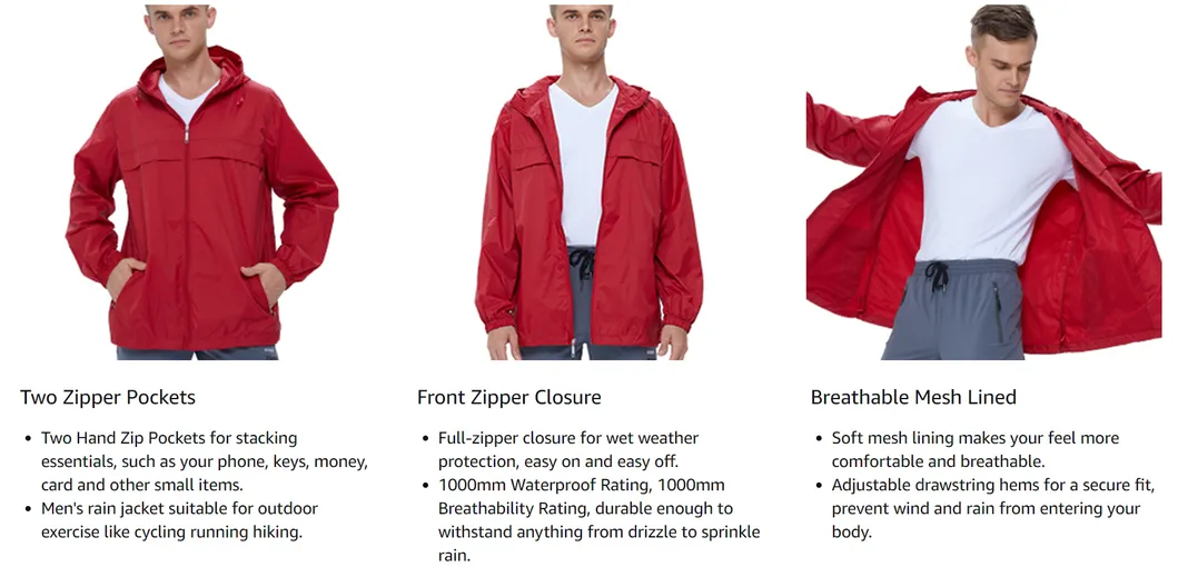 Men Waterproof PVC Street Raincoat Rainwear Waterproof Rain Jacket Suit