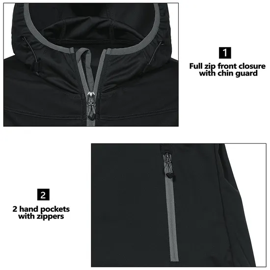 Women Fleece Coats Hooded Windbreaker Water Resistant Hiking Tactical Softshell Jacket