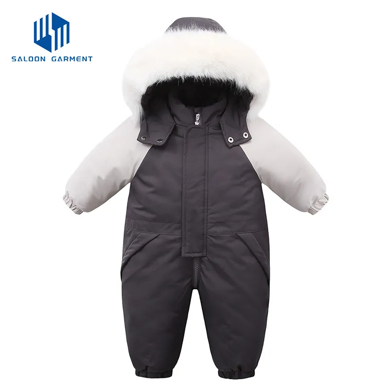 Unisex Kids Winter Outwear Jumpsuit Newborn Baby Clothes Heavy Fleece One-Piece Rompers with Zipper Closure Ski Snowsuit