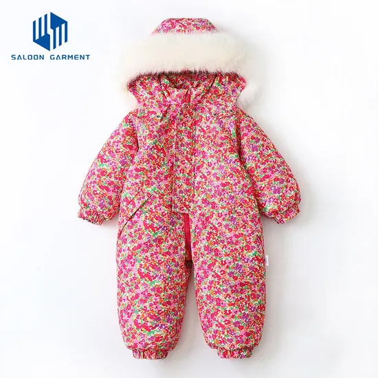 Wholesale Winter Baby Romper Thickened Cotton Padded Clothing Baby's Outdoor Hooded Ski Wear Suits