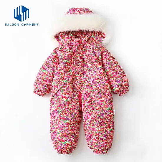 Wholesale Winter Baby Romper Thickened Cotton Padded Clothing Baby's Outdoor Hooded Ski Wear Suits