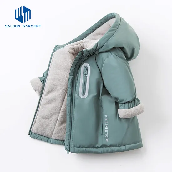 Fashion Kids Thick Winter Coats Hooded Outerwear Quilted Fleece Lined Jacket