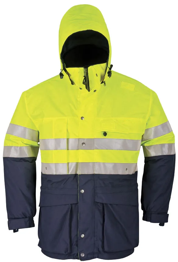 Hivis 2-Tone Workwear Parka with Reflective Tape En20471 Jacket for Safety Wear