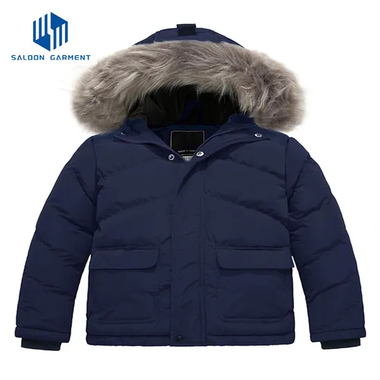 OEM Customized Kids Boys Winter Padding Jacket Hooded Warm Outerwear