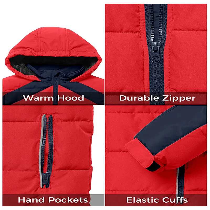 OEM Custom Boy Clothes Hooded Kids Winter Coats Outwears Warm Quilted Jackets