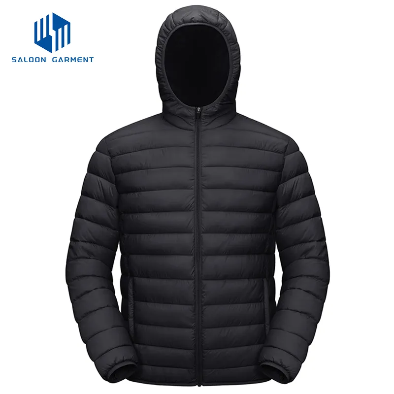 Custom New Fashion 100% Nylon Thickened Waterproof Windproof Solid Colour Hooded Men's Winter Outdoor Jacket
