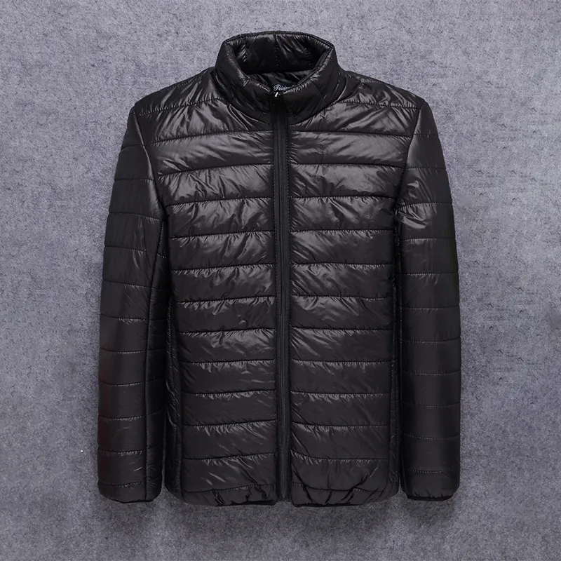 Autumn Winter Men Clothing Solid Color Outerwear Stand Collar Coat Warm Quilted Jacket