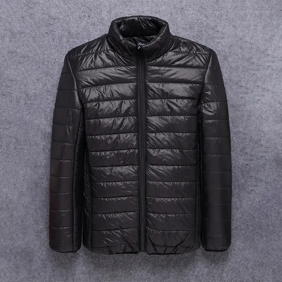 Autumn Winter Men Clothing Solid Color Outerwear Stand Collar Coat Warm Quilted Jacket