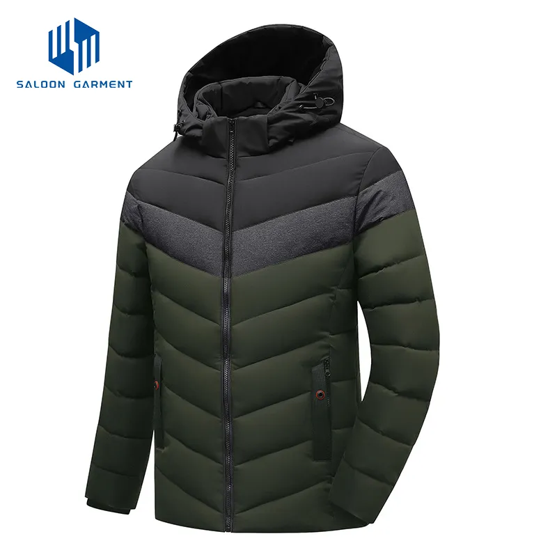 Customized Men's Winter High Warmth Fleece Lining Puffer Hooded Jackets