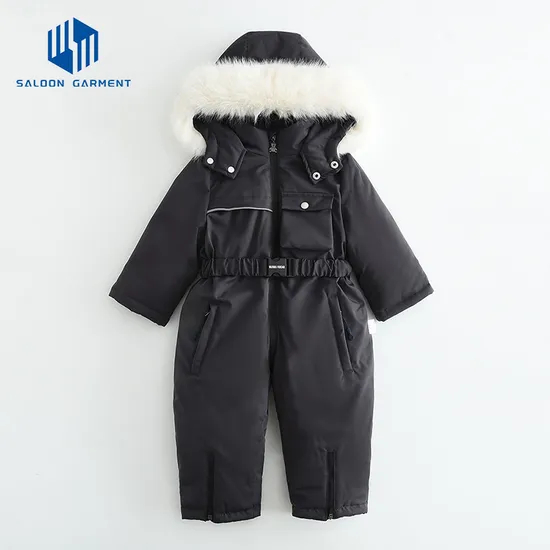 Winter Warm Jumpsuit for Toddlers Babies Solid Thick Rompers with Zipper Closure Unisex Western Style with Elastic Belt New
