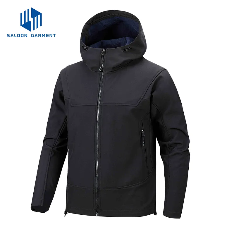 Wholesale 100% Polyester Softshell Waterproof Blank Custom Logo Design Long Sleeve Full Zipper Men's Jacket