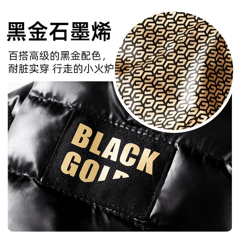 Black Graphene Black Gold Hooded Down Graphene Jacket for Pet Dogs