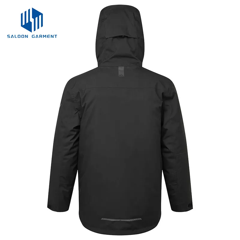 Wholesale Customized Logo Men's Warm Winter Coat 3 Layer Fabric with Hood Insulated Water-Resistant Fishing Jacket
