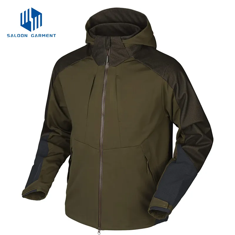 Outdoor Men Winter Front Pockets Inside Polyester Lining Fishing Soft Shell Jacket