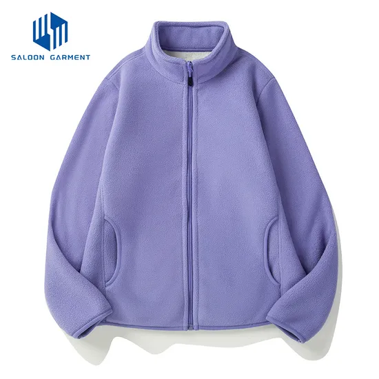 Wholesale 100% Polar Fleece Men's Jacket Zip up Solid Color Long Sleeve Men's Polar Fleece Jacket