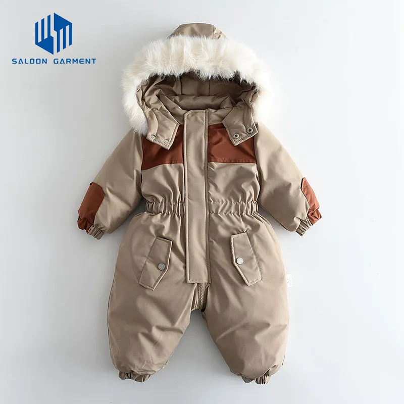 Winter Popular Fashion Waterproof Snowsuit Toddler Kids Ski Jackets Coat with Hooded