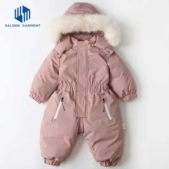 OEM Wholesale Winter Clothes Romper Snowsuit Snow Wear Coats Baby Girls Boys Warm Cotton Hooded Jumpsuit