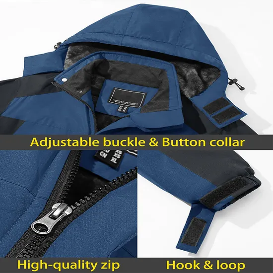 Men's Waterproof Winter Snow Coat Warm Hooded Raincoat Windproof Windbreakers Ski Jacket