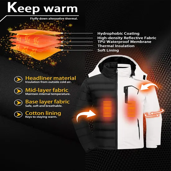 Men's Waterproof Puffer Inner Warm Winter Coat Snowboard Mountain 3-in-1 Ski Jacket