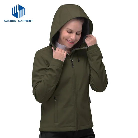 Custom Women Workwear Outdoor Sports Camping Coats Waterproof Softshell Jacket with Hood