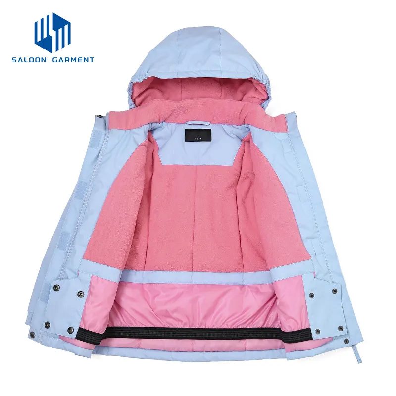 Custom Girls' Winter Snow Jacket with Hood Clothing Padded Ski Jacket