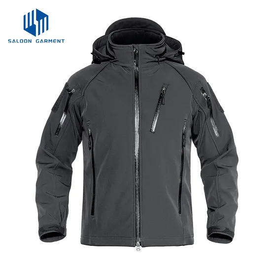 Men's Outdoor Lightweight Breathable Waterproof Hooded Tactical Softshell Jacket