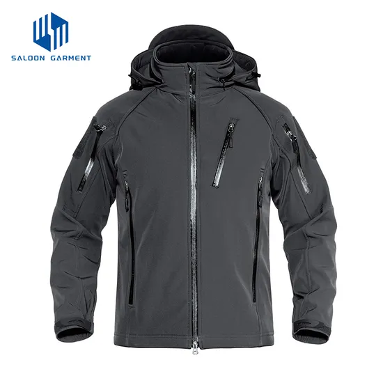 Men's Outdoor Lightweight Breathable Waterproof Hooded Tactical Softshell Jacket