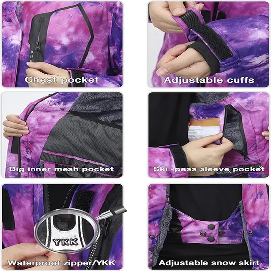 Waterproof Winter Windproof Ski Jackets with Detachable Puffer Coat