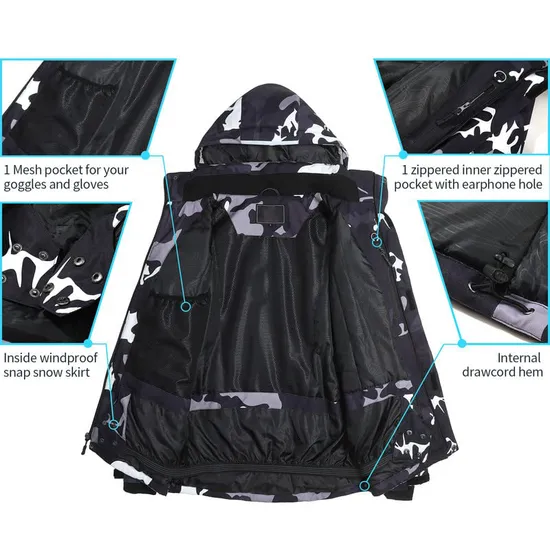 Men's Winter Coats Water Resistant Warm Fleece Parka Raincoats Ski Snow Jacket