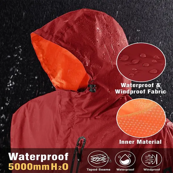 Men Waterproof Lightweight Workwear Raincoat Outdoor Rain Gear Coat Jacket