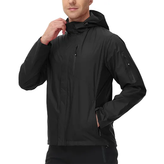 Mens Lightweight Hooded Waterproof Raincoat Breathable Rain Jacket for Outdoor Mountain Hiking