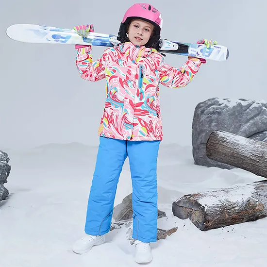 Girl's Winter Sports Wear Rain Garment Ski Clothes Jumpsuit Snowsuit