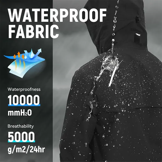 Men Waterproof Breathable Raincoat Hooded Lightweight Reflective Rain Jacket