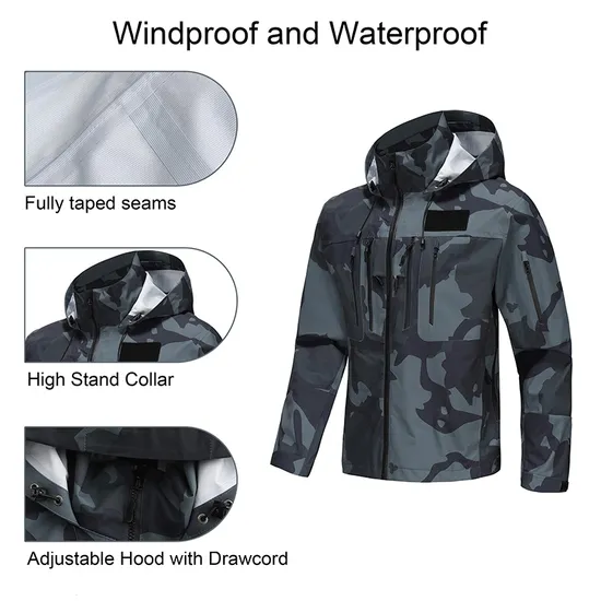 Men's Outdoor Sports Raincoat Breathable Waterproof 2.5 Layer Fabric for Fishing Jacket
