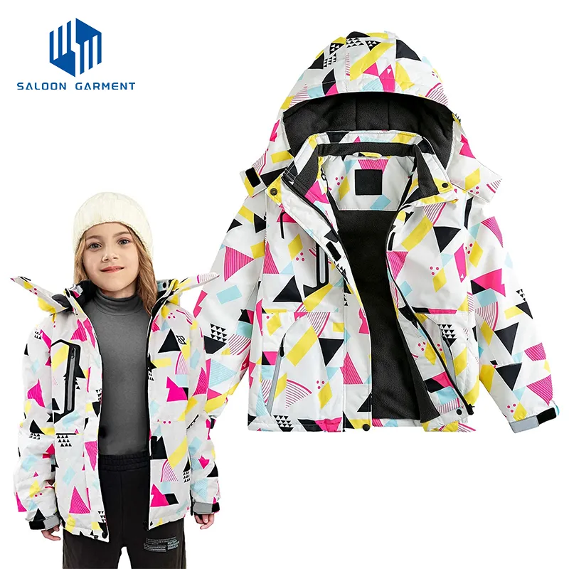 Girl's Winter Warm Fleece Hooded Coat Fashion Raincoat Snowboarding Ski Jacket