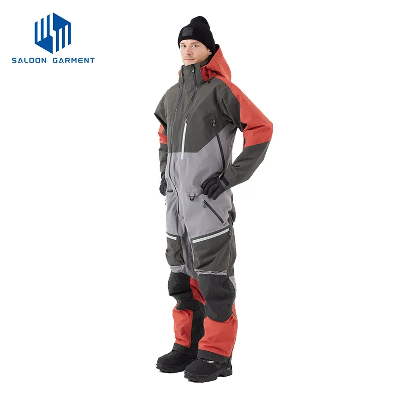 OEM Men's One Pieces Ski Suits Waterproof Warm Insulated Snow Jumpsuits Snowsuits