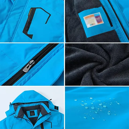 Men's Waterproof Windproof Warm Coat Ski Snowboarding Jacket with Detachable Hood